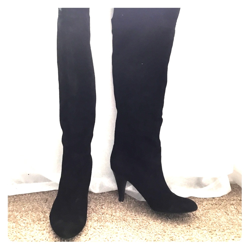 Marc Fisher Black Suede Over the Knee Boots Size 9